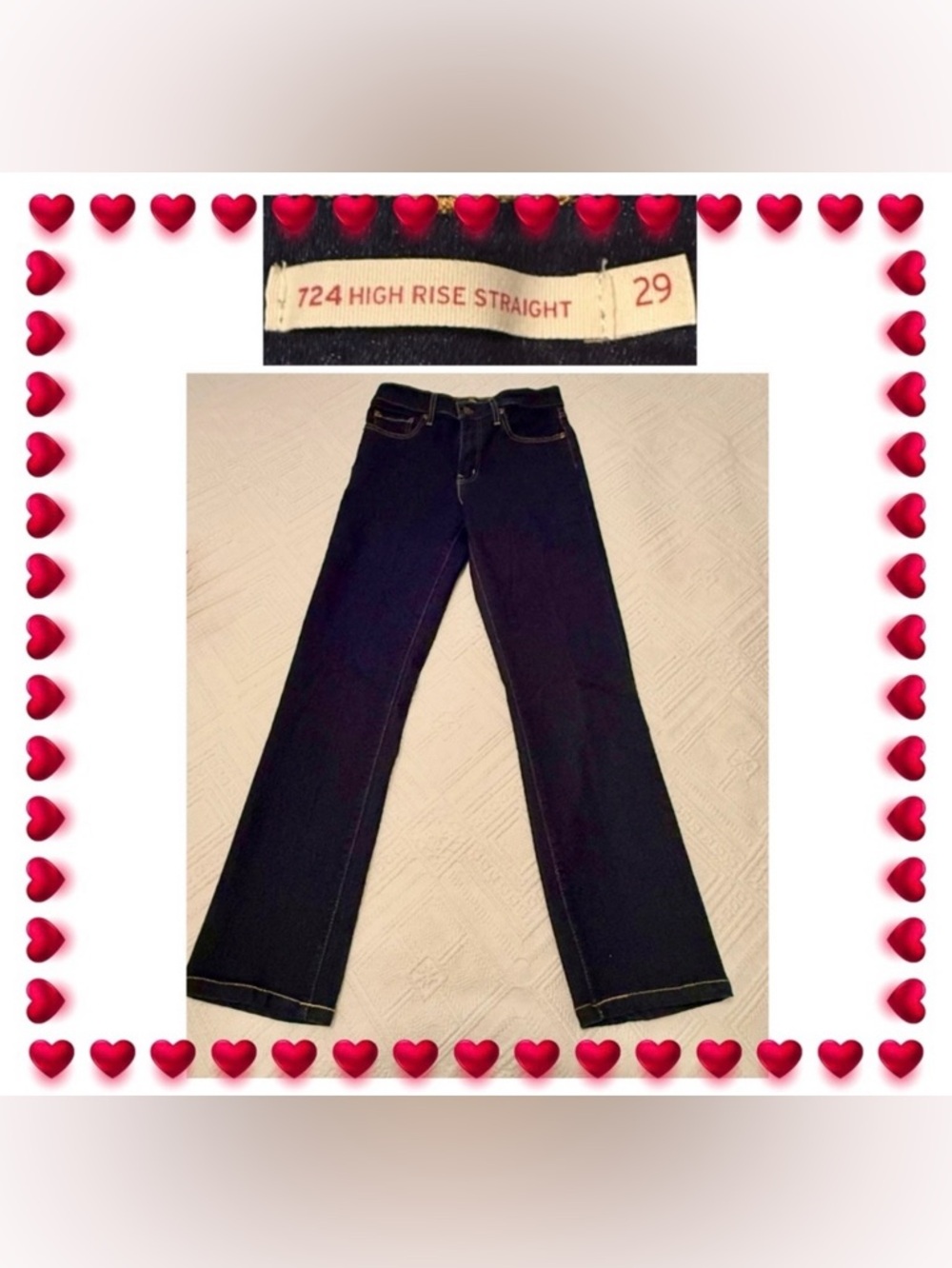 Jeans - Levi’s 724 high rise straight stretch - 29x32. Perfect - dark blue
